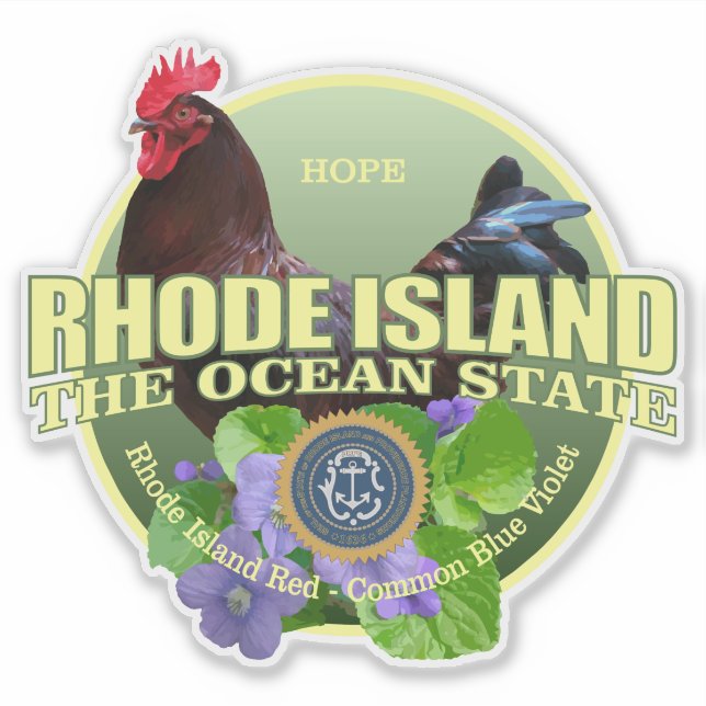 Adesivo Rhode Island State Bird & Flower (Frente)