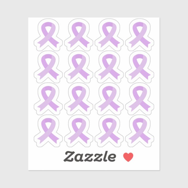 Adesivo Ribbon de Conscientização Roxo Câncer Geral Epilep (Folha)