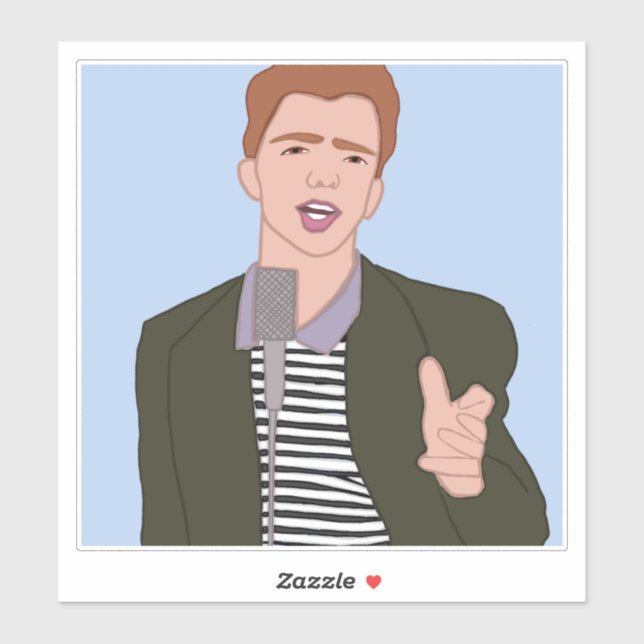 Adesivo Rick Astley Cartoon Vinyl Sticker (Folha)