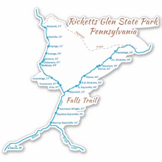 Adesivo Rickets Glen SP - Falls Trail (grande) (Frente)
