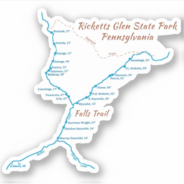 Adesivo Rickets Glen SP - Falls Trail (x-small) (Frente)