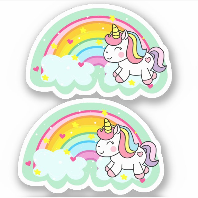 Adesivo Rico Girly Cute Divertido Rainbow Unicorn (Frente)