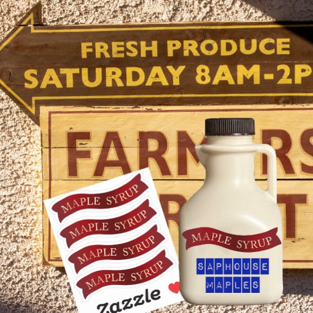 Adesivo Rico Red Banner Maple Syrup Jar Labels para presen (Criador carregado)