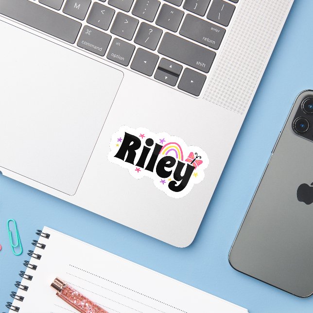 Adesivo Riley name fofo design (Notebook com iPhone)