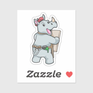 Adesivo Rino em pintura com cores