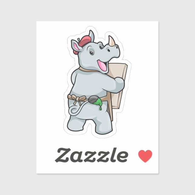 Adesivo Rino em pintura com cores (Folha)