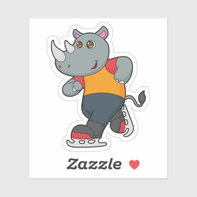 Adesivo Rino na patinação de gelo com skates de gelo (Folha)