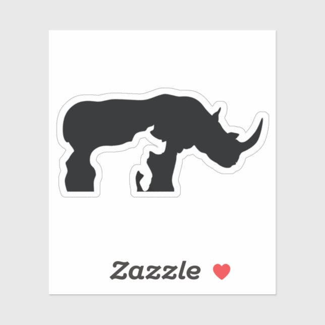 Adesivo Rinoceronte Negro e Branco (Folha)
