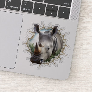 Adesivo Rinocerontes 3D Quebram Arte - Safari Realista