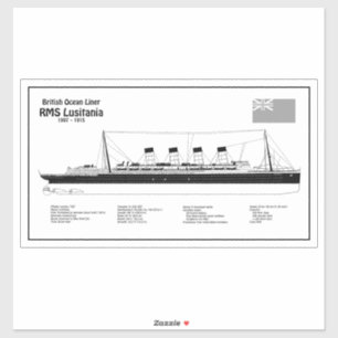 Adesivo RMS Lusitania - Planos de Impressão de Embarcações