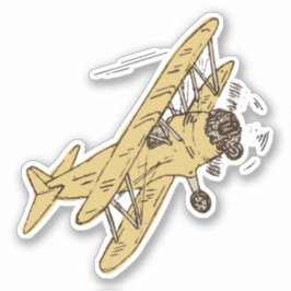 Adesivo Roaring Art Deco Bi-planes - solteiro amarelo.