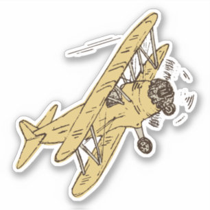 Adesivo Roaring Art Deco Bi-planes - solteiro amarelo.