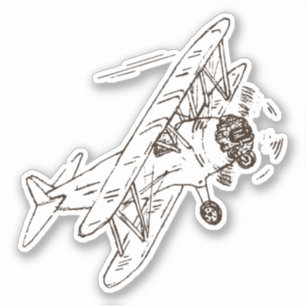 Adesivo Roaring Art Deco Bi-planes - solteiro esboçado.