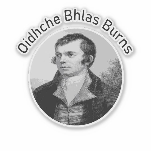 Adesivo Robbie Burns - Oidhche Bhlas Burns Gaélico em Cinz (Frente)