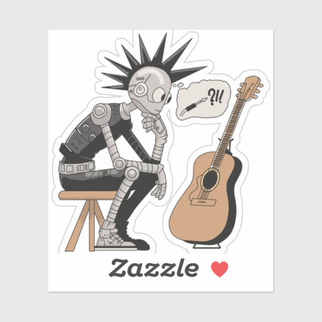 Adesivo Robô de Música Confuso (Folha)