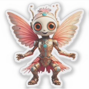 Adesivo Robô Pixie Dançante Coral Gold Fofo