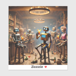 Adesivo robots having fun in a bar