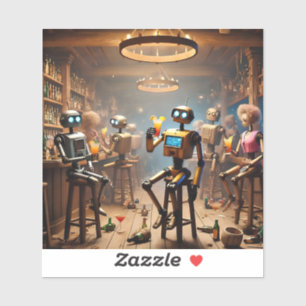 Adesivo robots having fun in a bar