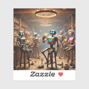 Adesivo robots having fun in a bar
