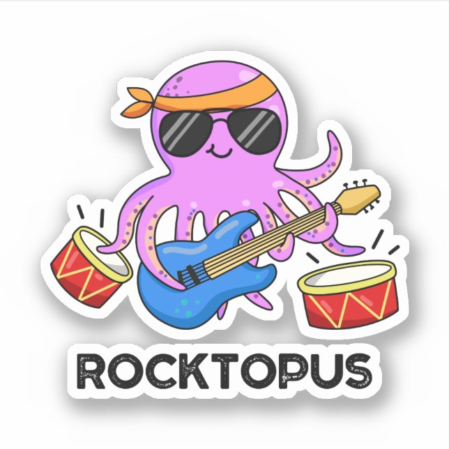 Adesivo Rocktopus Funny Rock Banda Octopus Pun (Frente)