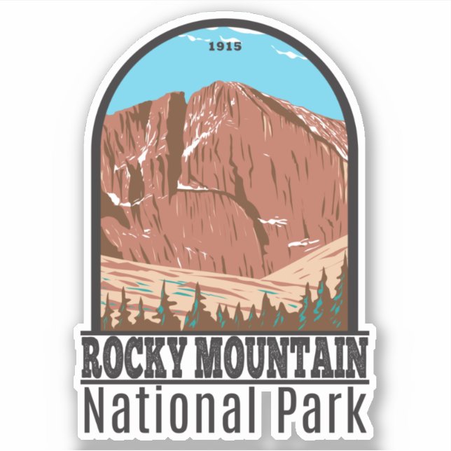 Adesivo Rocky Mountain National Park Longs Peak Vintage (Frente)