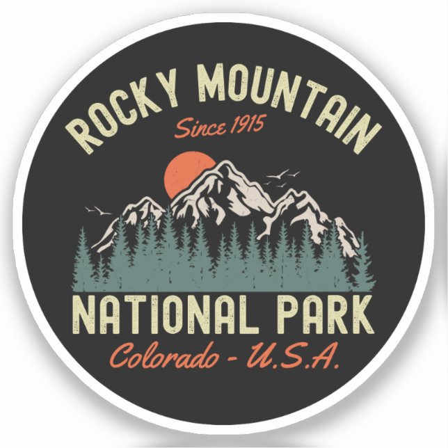 Adesivo Rocky Mountain National Park Since 1915 (Frente)