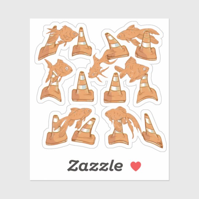 Adesivo Rodoviários de Cones e de Peixes-Dourados laranja (Folha)