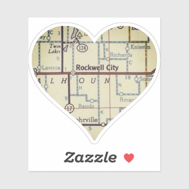 Adesivo Rokwell City Iowa Vintage Map (Folha)