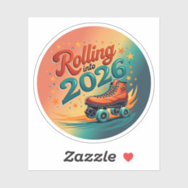 Adesivo Rolling Into 2026 Retro Skate Sticker