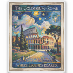 Adesivo Roma Colorida Itália Coliseu Noite Estrelada Vinta