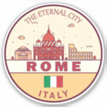 Adesivo Roma Itália Cidade Skyline Emblem<br><div class="desc">Design de arte colorida e minimalista de Roma,  com monumentos e marcos da cidade de Itália.</div>