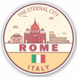 Adesivo Roma Itália Cidade Skyline Emblem<br><div class="desc">Design de arte colorida e minimalista de Roma, com monumentos e marcos da cidade de Itália.</div>