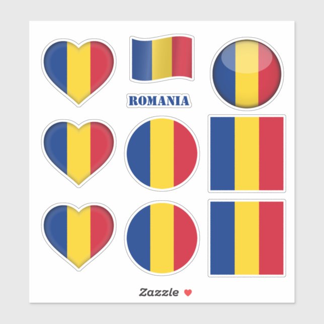 Adesivo Romania stickers & Romanian Flag, Heart /sports (Folha)
