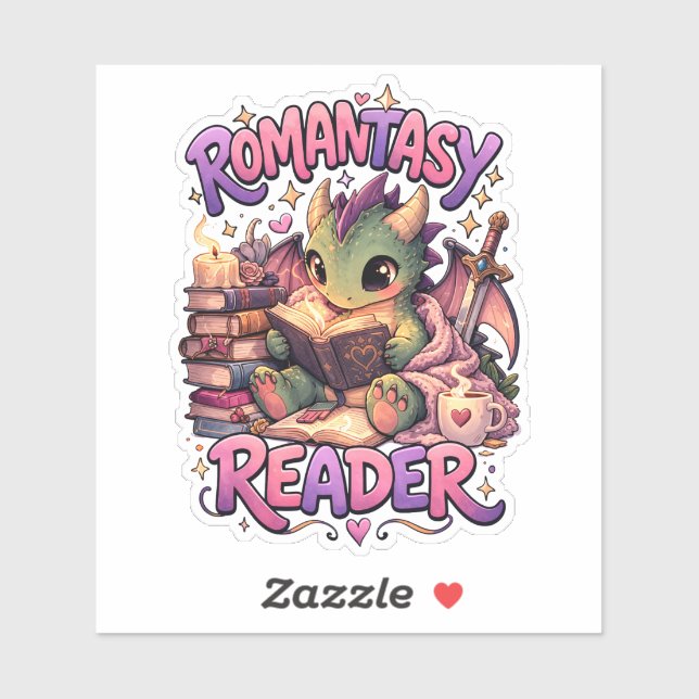 Adesivo Romantasy Dragon Reader Custom-Cut Vinyl Sticker (Folha)