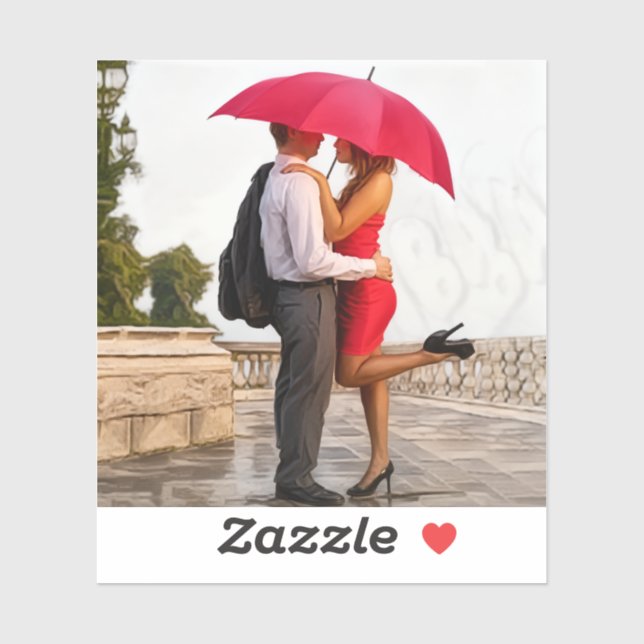 Adesivo Romantic Couple Under Red Umbrella (Folha)