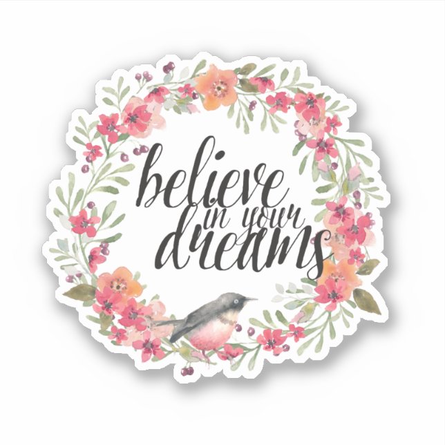 Adesivo Romantic Oleander Bird Pink Floral Dream (Frente)