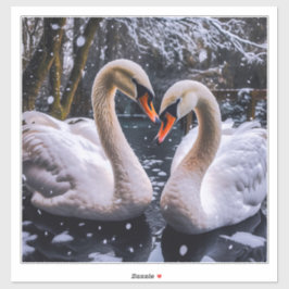 Adesivo Romantic Swans in a Winter Wonderland