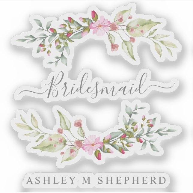 Adesivo Romantic Wreath in Pink for Bridesmaids (Frente)