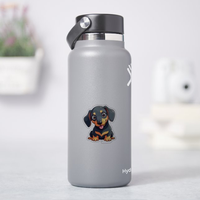 Adesivo Romântico Kawaii Dachshund Puppy - Pastel Design (HidroFlask)