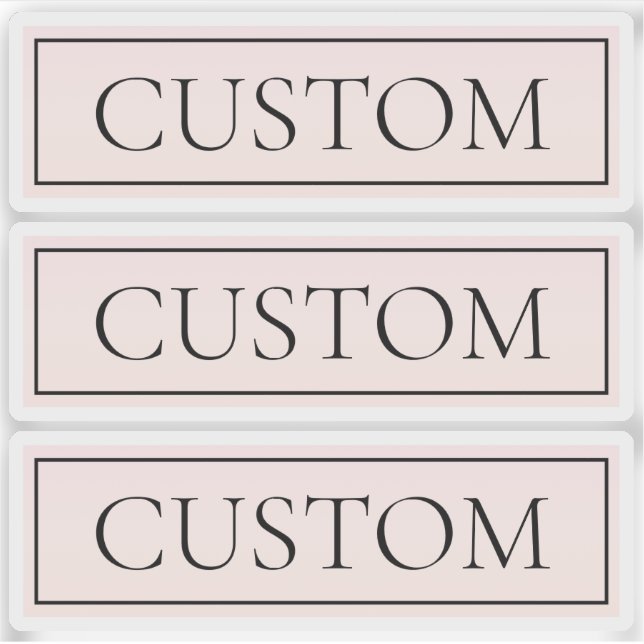 Adesivo Rosa claro Blush Stripe e Texto Editável Elegante (Frente)