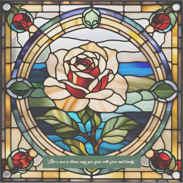 Adesivo Rosa de Vidro Mantido Faux Personalizável (Frente)