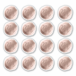 Adesivo Rosa Dourada cera de início monograma de casamento