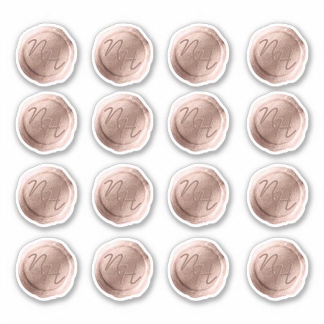 Adesivo Rosa Dourada cera de início monograma de casamento (Frente)