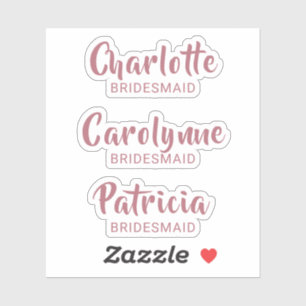 Adesivo Rosa Dourado Bridesmaid Name Custom-Cut Vinyl Stic