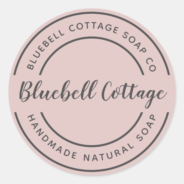 Adesivo rosa empoeirado com script soap personaliz (Frente)