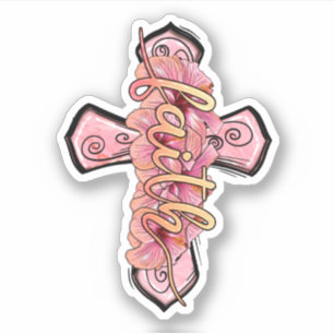 Adesivo Rosa Faith Cross Christian