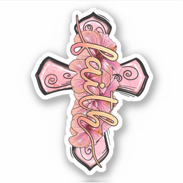 Adesivo Rosa Faith Cross Christian (Frente)