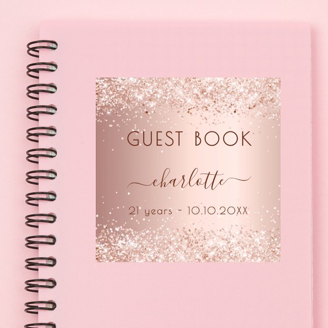 Adesivo Rosa gold confetti aniversário Guest Book (Criador carregado)