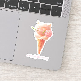 Adesivo Rosa Romântica: Miss Meow Cone de Sorvete Rosa Gel