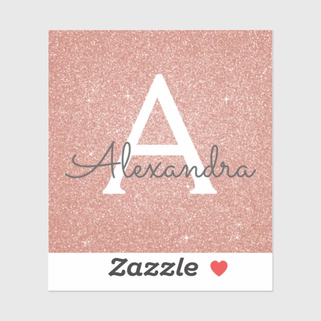 Adesivo Rosa Rosa Rosa Rosa Dourada, Brilhante e Monograma (Folha)